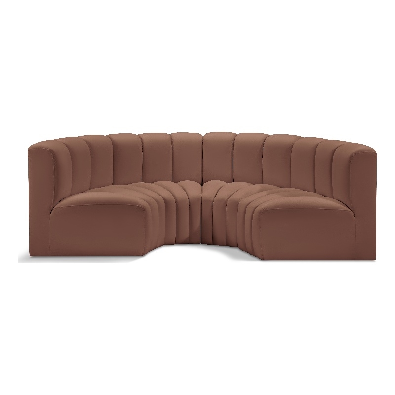Meridian Furniture Arc Cognac Vegan Leather Modular Sectional