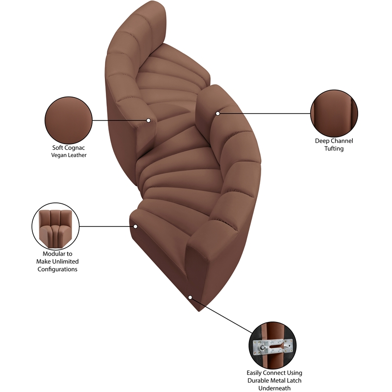 Meridian Furniture Arc Cognac Vegan Leather Modular Sectional