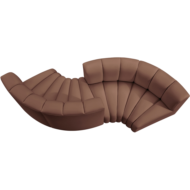 Meridian Furniture Arc Cognac Vegan Leather Modular Sectional