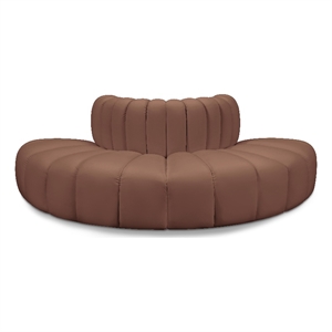 Meridian Furniture Arc Cognac Vegan Leather Modular Sectional