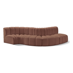 Meridian Furniture Arc Cognac Vegan Leather Modular Sectional