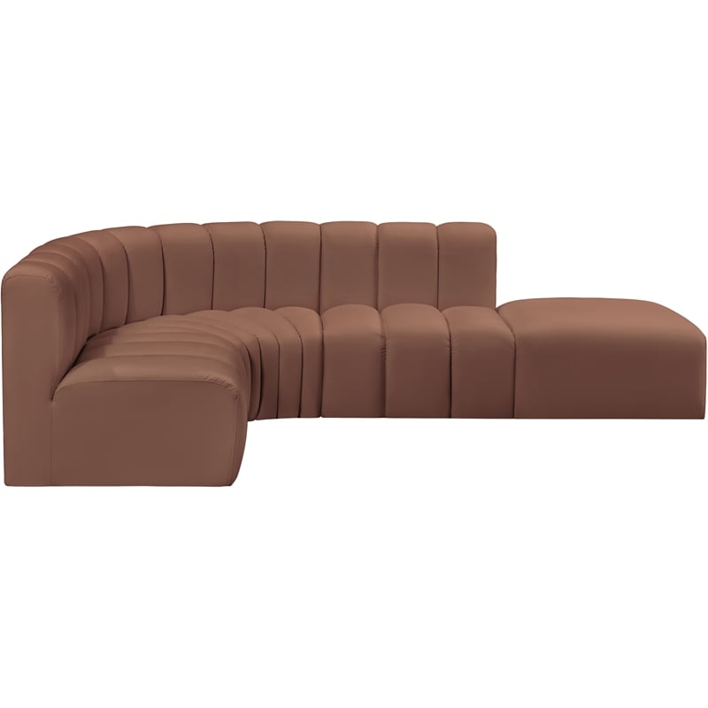 Meridian Furniture Arc Cognac Vegan Leather Modular Sectional