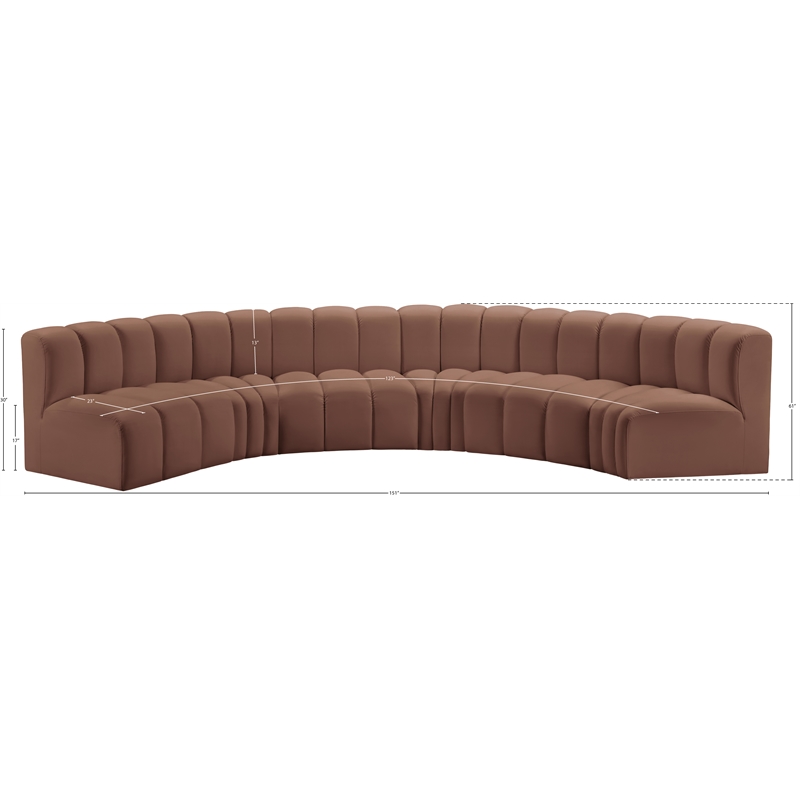 Meridian Furniture Arc Cognac Vegan Leather Modular Sectional