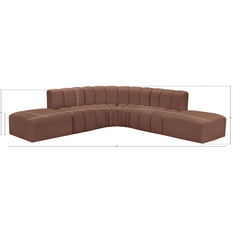 Meridian Furniture Arc Cognac Vegan Leather Modular Sectional