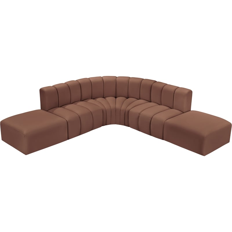 Meridian Furniture Arc Cognac Vegan Leather Modular Sectional