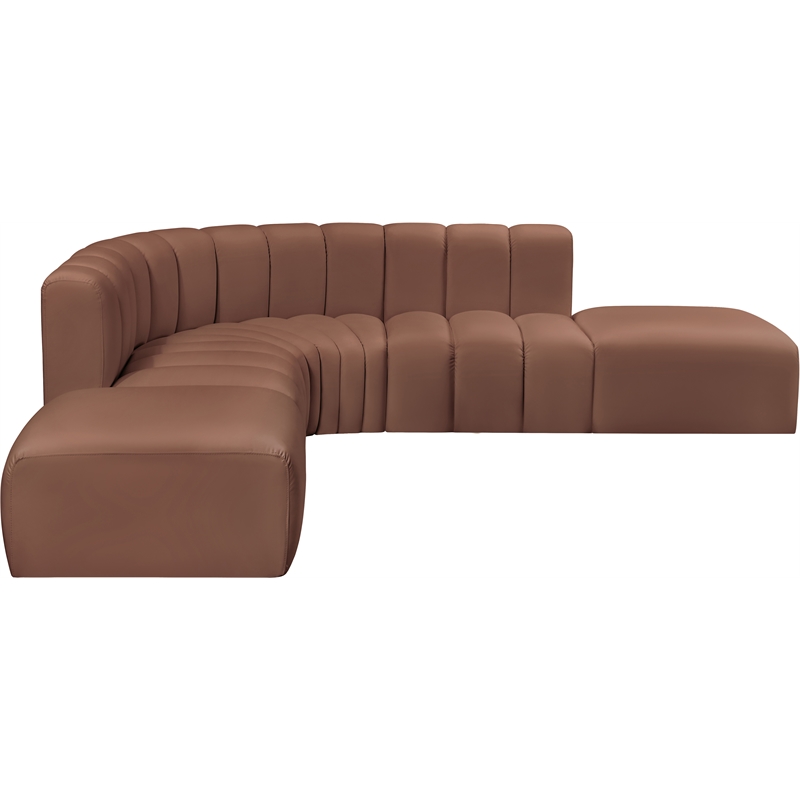 Meridian Furniture Arc Cognac Vegan Leather Modular Sectional