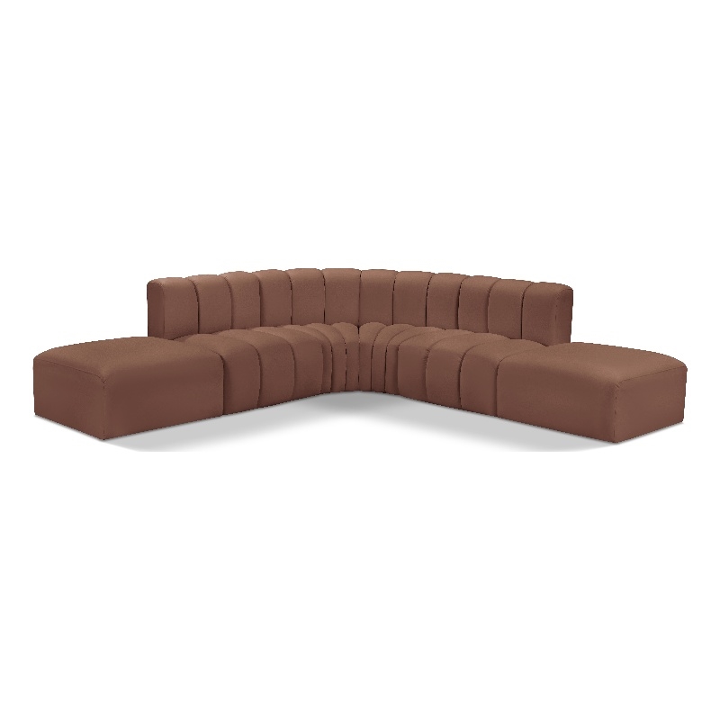 Meridian Furniture Arc Cognac Vegan Leather Modular Sectional