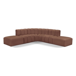 Meridian Furniture Arc Cognac Vegan Leather Modular Sectional