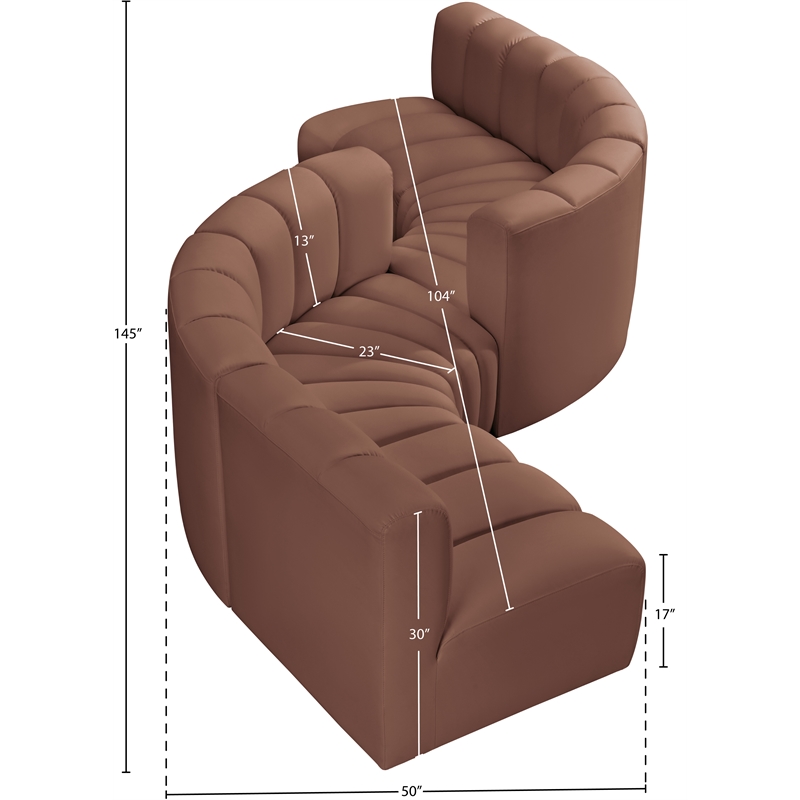 Meridian Furniture Arc Cognac Vegan Leather Modular Sectional