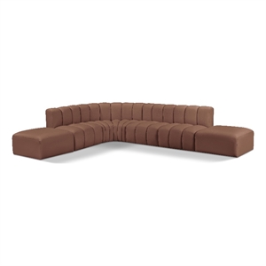 Meridian Furniture Arc Cognac Vegan Leather Modular Sectional