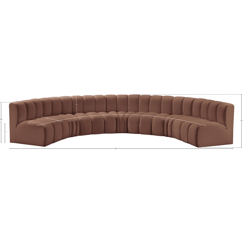 Meridian Furniture Arc Cognac Vegan Leather Modular Sectional