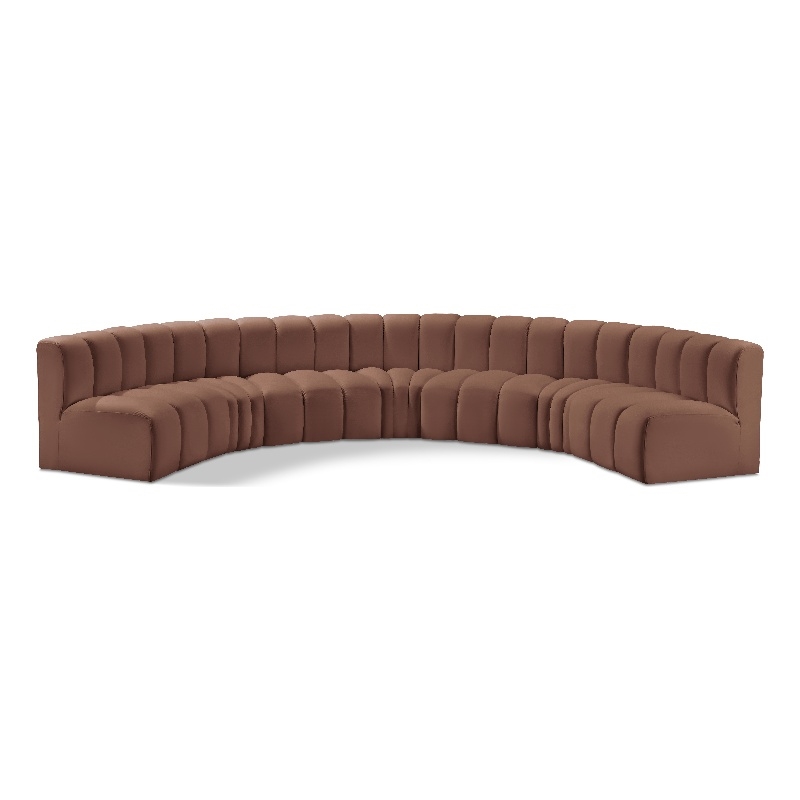 Meridian Furniture Arc Cognac Vegan Leather Modular Sectional
