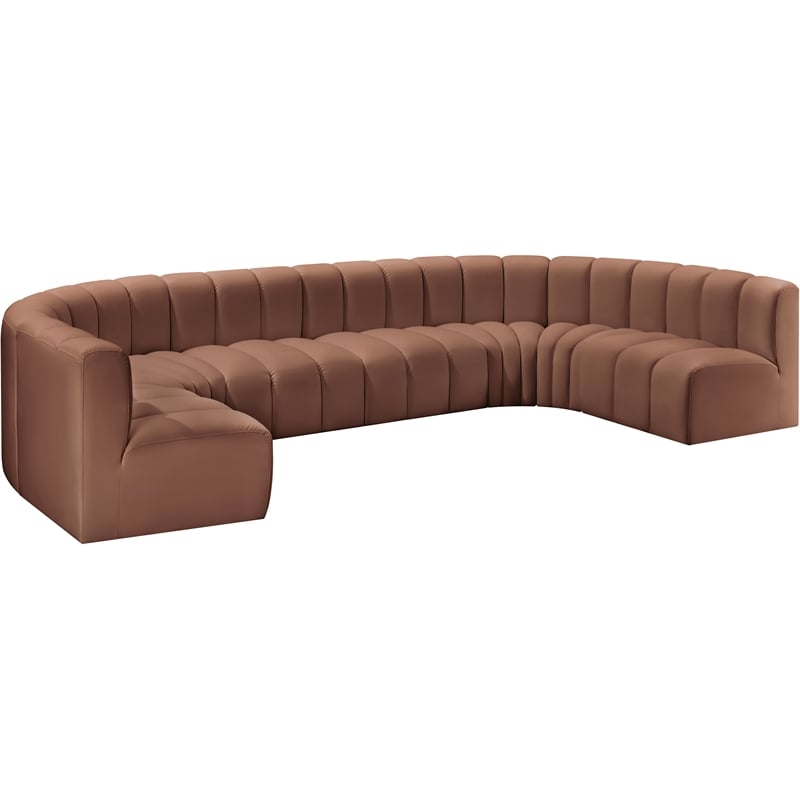 Meridian Furniture Arc Cognac Vegan Leather Modular Sectional