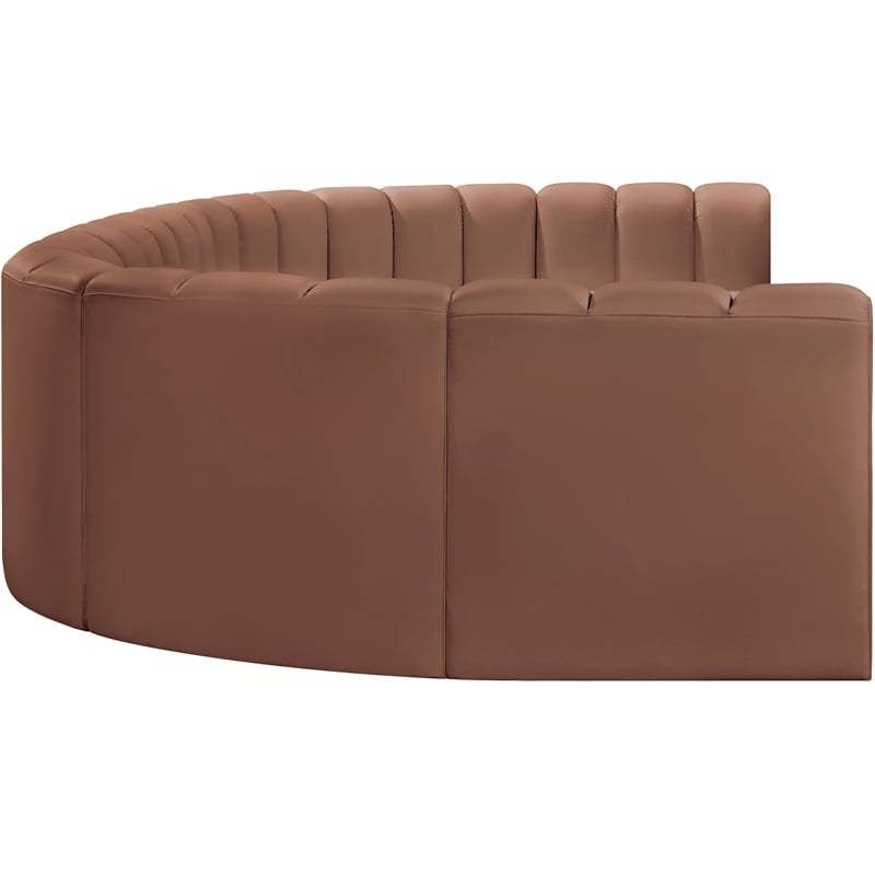 Meridian Furniture Arc Cognac Vegan Leather Modular Sectional