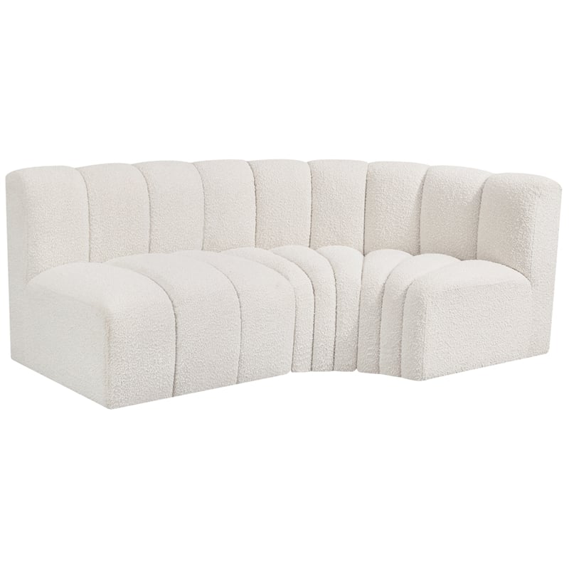 Meridian Furniture Arc Cream Boucle Fabric Modular Sectional