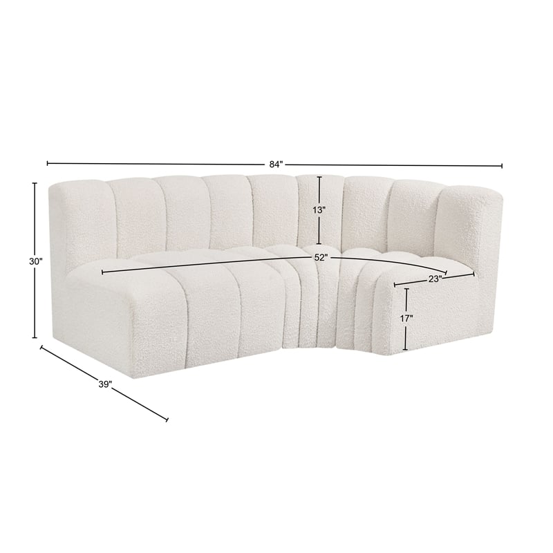 Meridian Furniture Arc Cream Boucle Fabric Modular Sectional