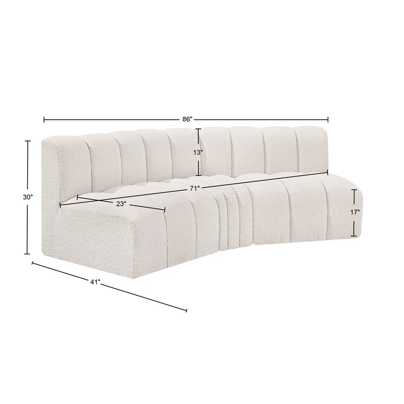 Meridian Furniture Arc Cream Boucle Fabric Modular Sectional