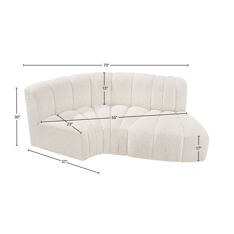 Meridian Furniture Arc Cream Boucle Fabric Modular Sectional