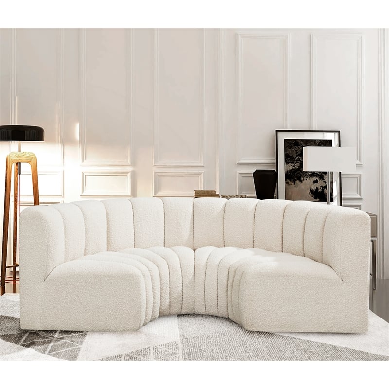 Meridian Furniture Arc Cream Boucle Fabric Modular Sectional