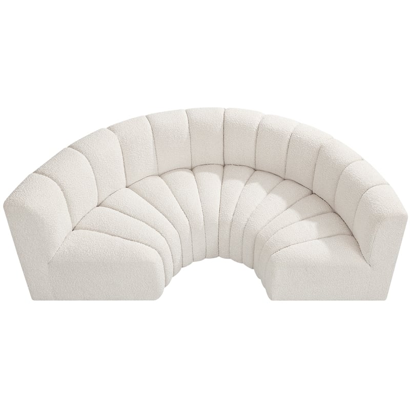 Meridian Furniture Arc Cream Boucle Fabric Modular Sectional