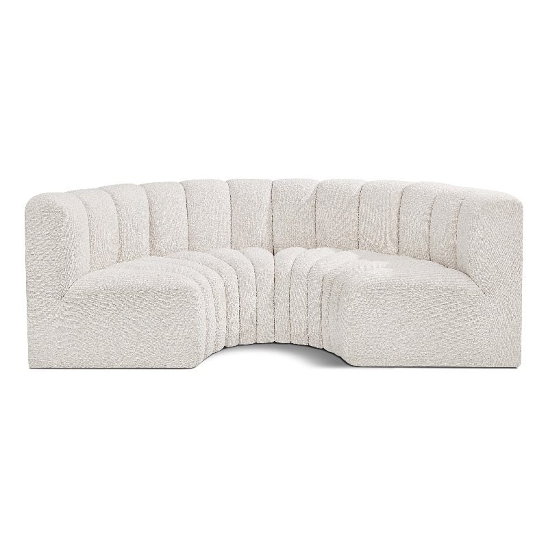 Meridian Furniture Arc Cream Boucle Fabric Modular Sectional