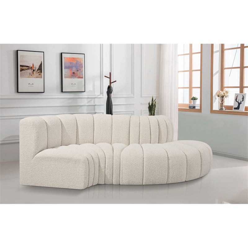 Meridian Furniture Arc Cream Boucle Fabric Modular Sectional
