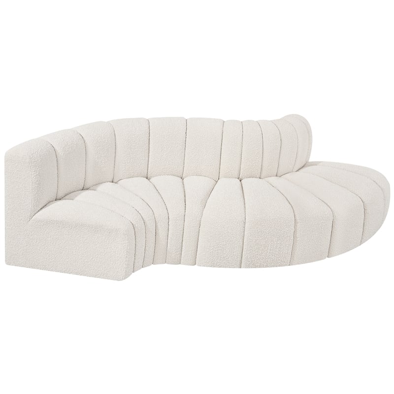 Meridian Furniture Arc Cream Boucle Fabric Modular Sectional