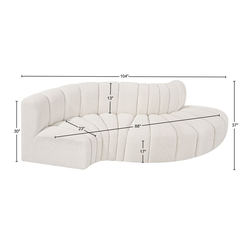 Meridian Furniture Arc Cream Boucle Fabric Modular Sectional
