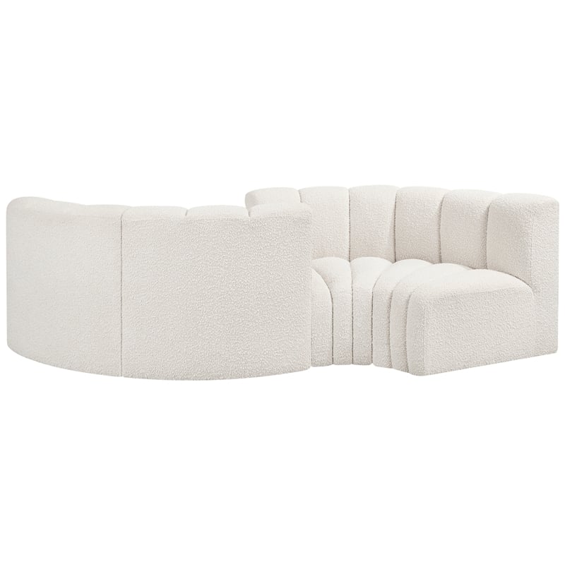 Meridian Furniture Arc Cream Boucle Fabric Modular Sectional