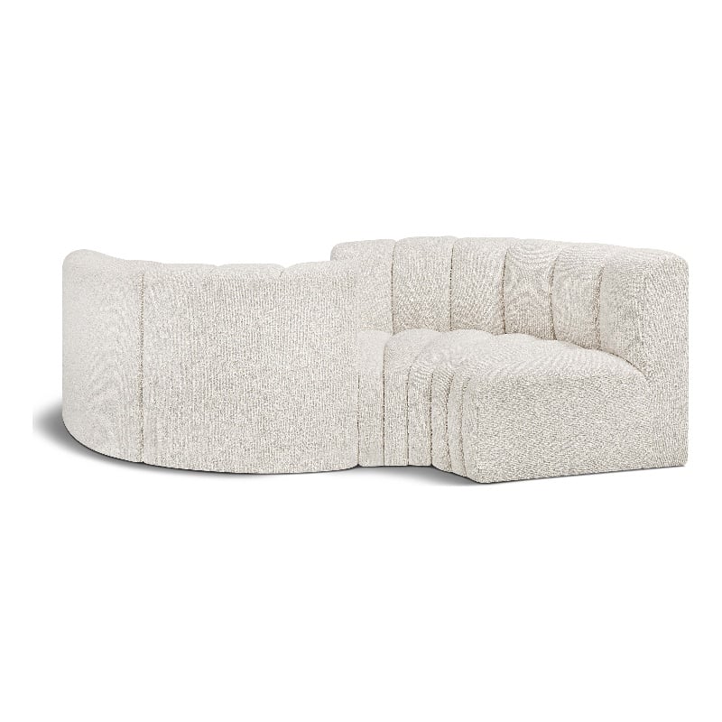 Meridian Furniture Arc Cream Boucle Fabric Modular Sectional