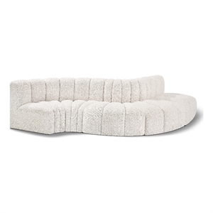 Meridian Furniture Arc Cream Boucle Fabric Modular Sectional