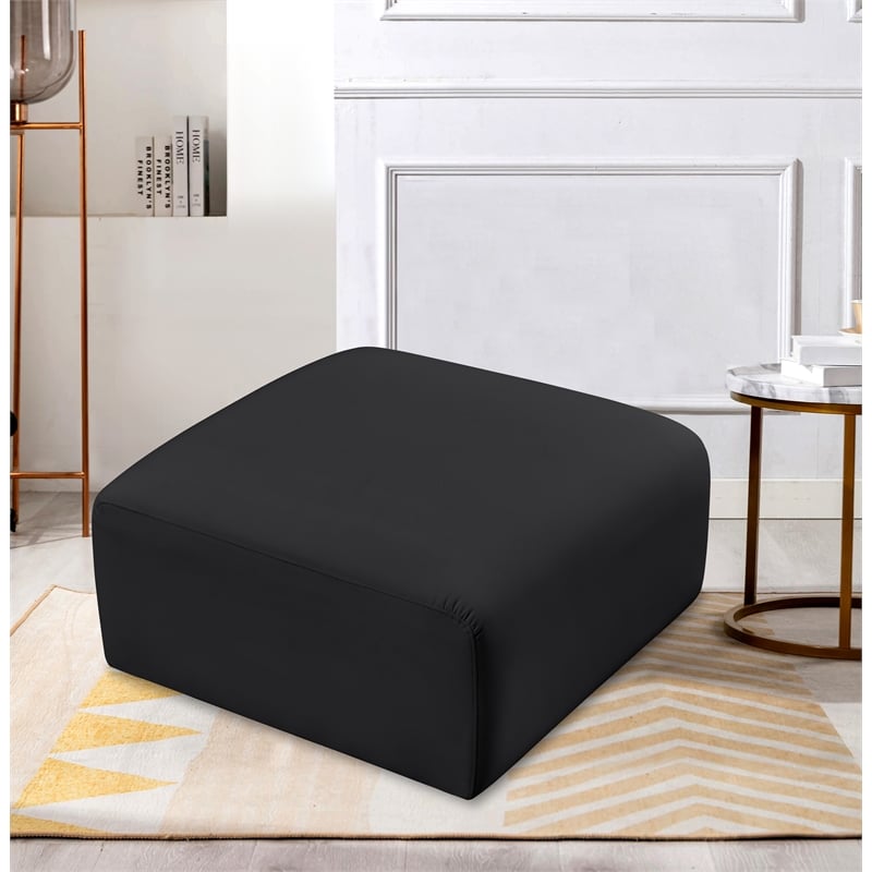 Meridian Furniture Arc Black Vegan Leather Ottoman