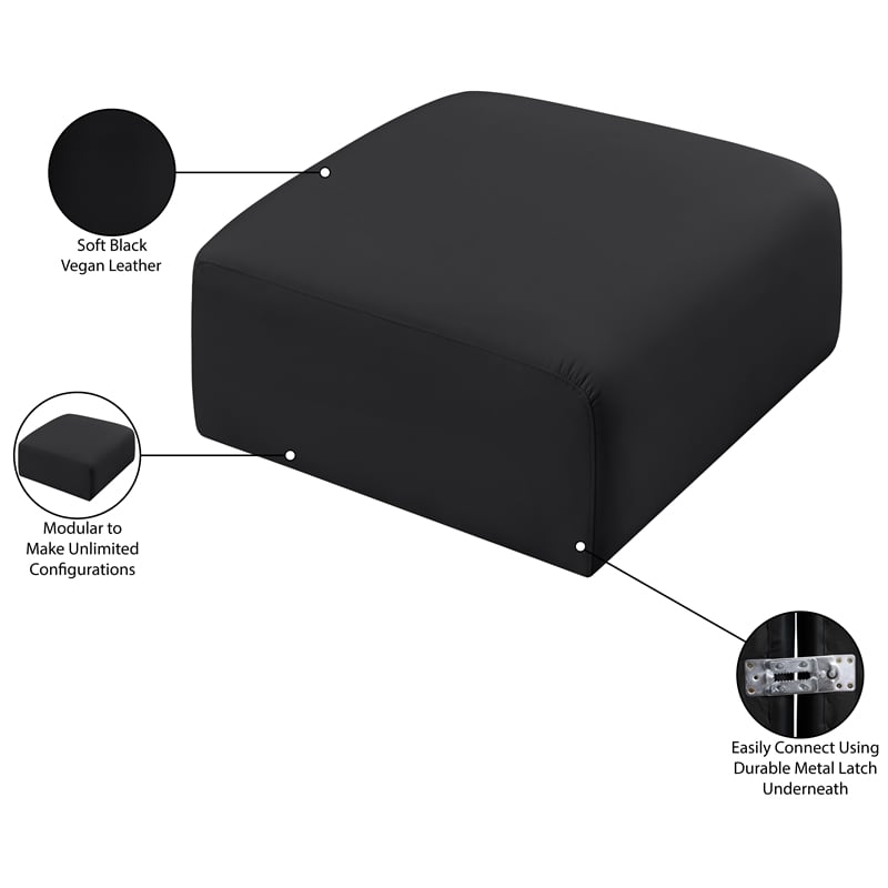 Meridian Furniture Arc Black Vegan Leather Ottoman