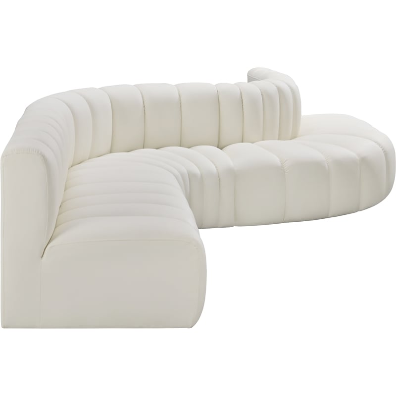 Meridian Furniture Arc Cream Vegan Leather Modular Sectional