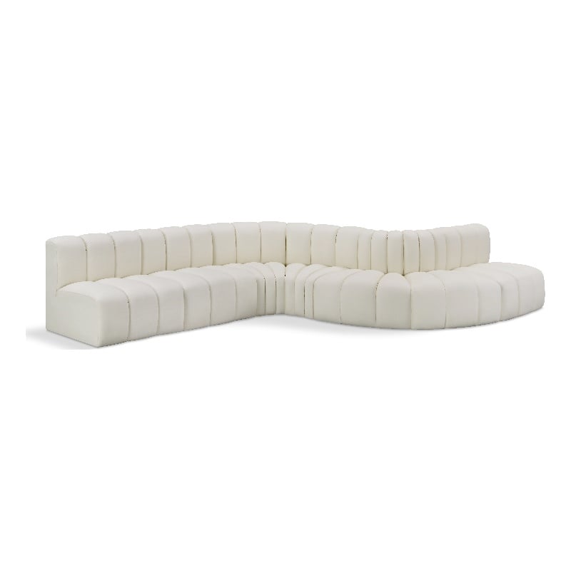 Meridian Furniture Arc Cream Vegan Leather Modular Sectional