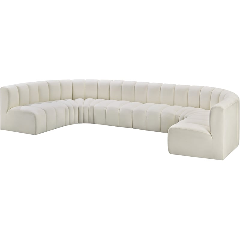 Meridian Furniture Arc Cream Vegan Leather Modular Sectional