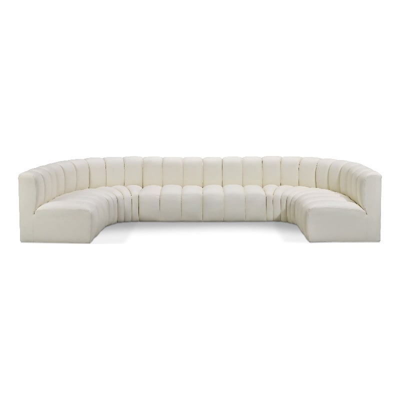 Meridian Furniture Arc Cream Vegan Leather Modular Sectional