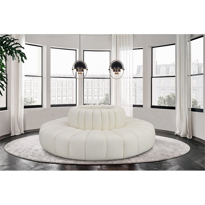 Meridian Furniture Arc Cream Vegan Leather Modular Sectional