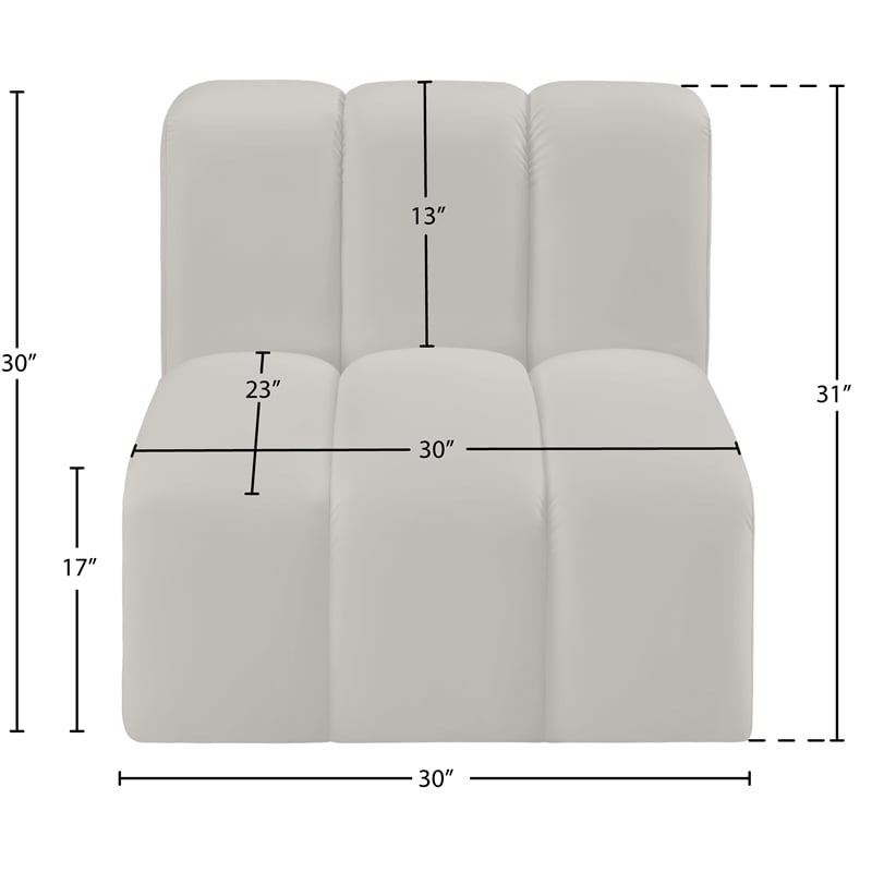 Meridian Furniture Arc Cream Vegan Leather Straight Chair