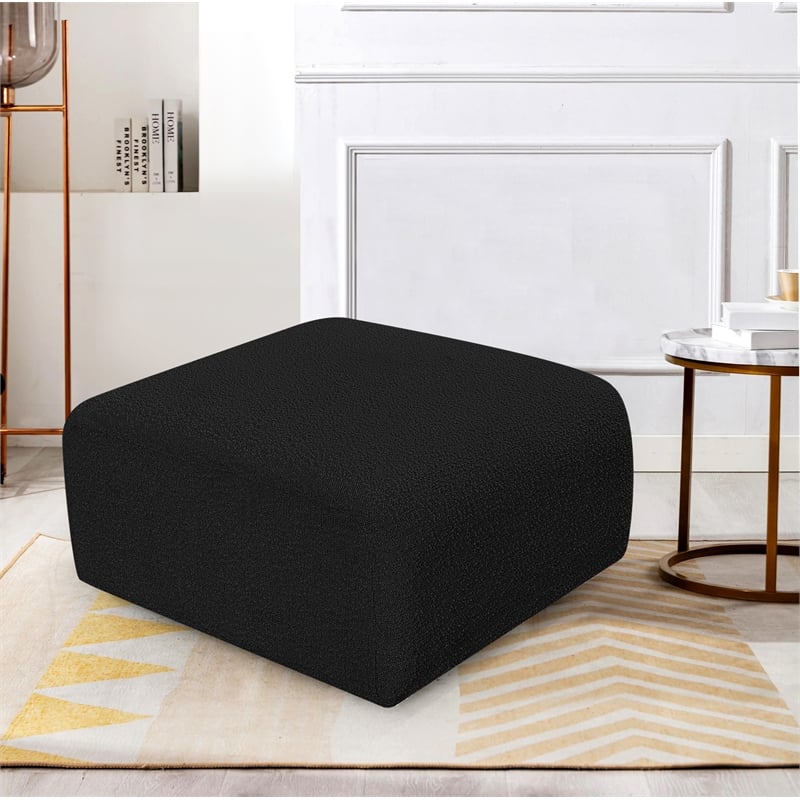 Meridian Furniture Arc Black Boucle Fabric Ottoman