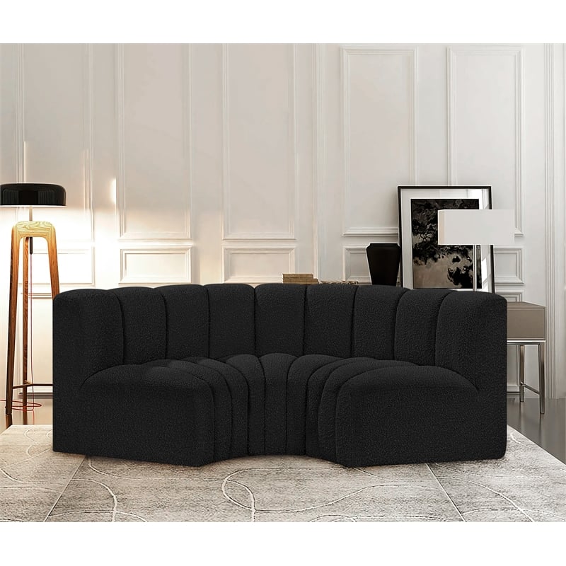 Meridian Furniture Arc Black Boucle Fabric Modular Sectional