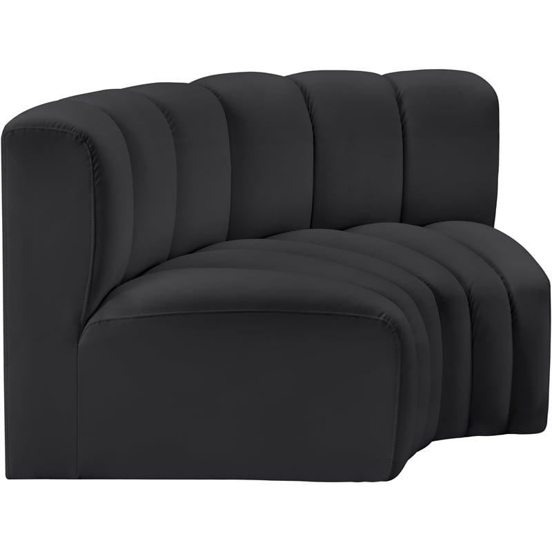 Meridian Furniture Arc Black Vegan Leather Modular Sectional