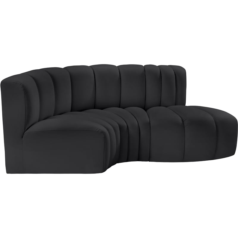 Meridian Furniture Arc Black Vegan Leather Modular Sectional