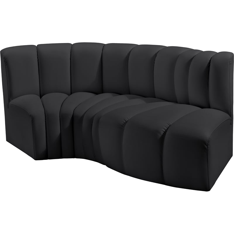 Meridian Furniture Arc Black Vegan Leather Modular Sectional
