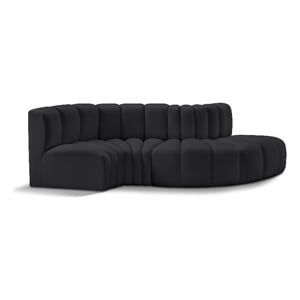 Meridian Furniture Arc Black Vegan Leather Modular Sectional