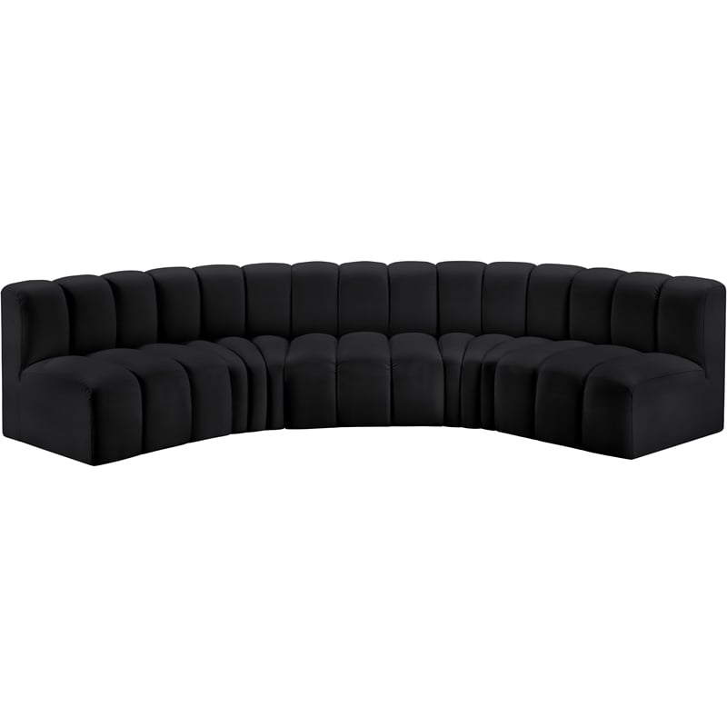 Meridian Furniture Arc Black Vegan Leather Modular Sectional