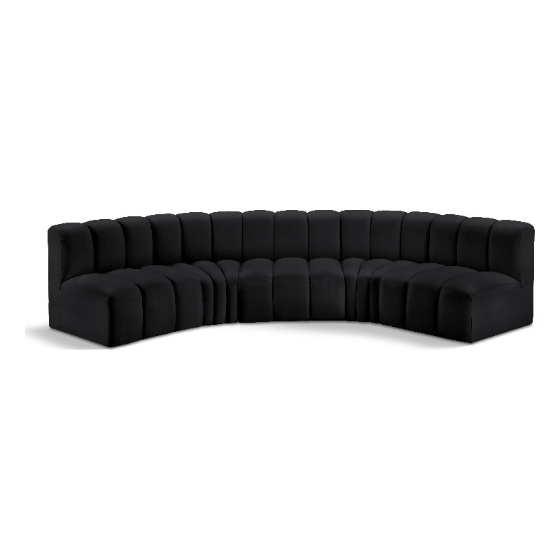 Meridian Furniture Arc Black Vegan Leather Modular Sectional