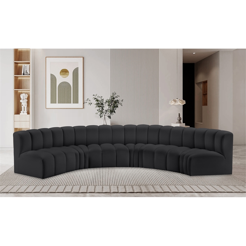 Meridian Furniture Arc Black Vegan Leather Modular Sectional