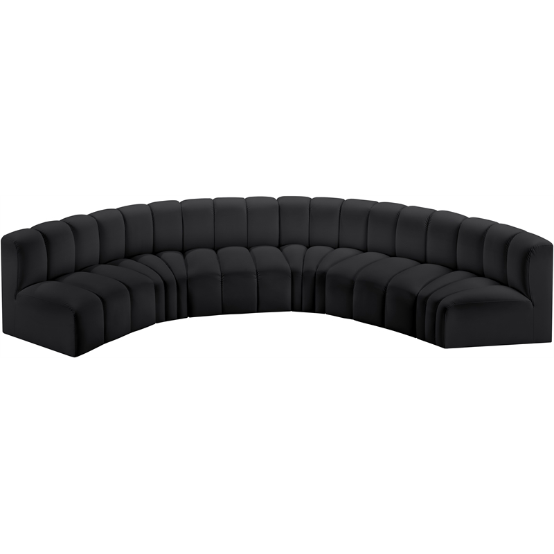 Meridian Furniture Arc Black Vegan Leather Modular Sectional