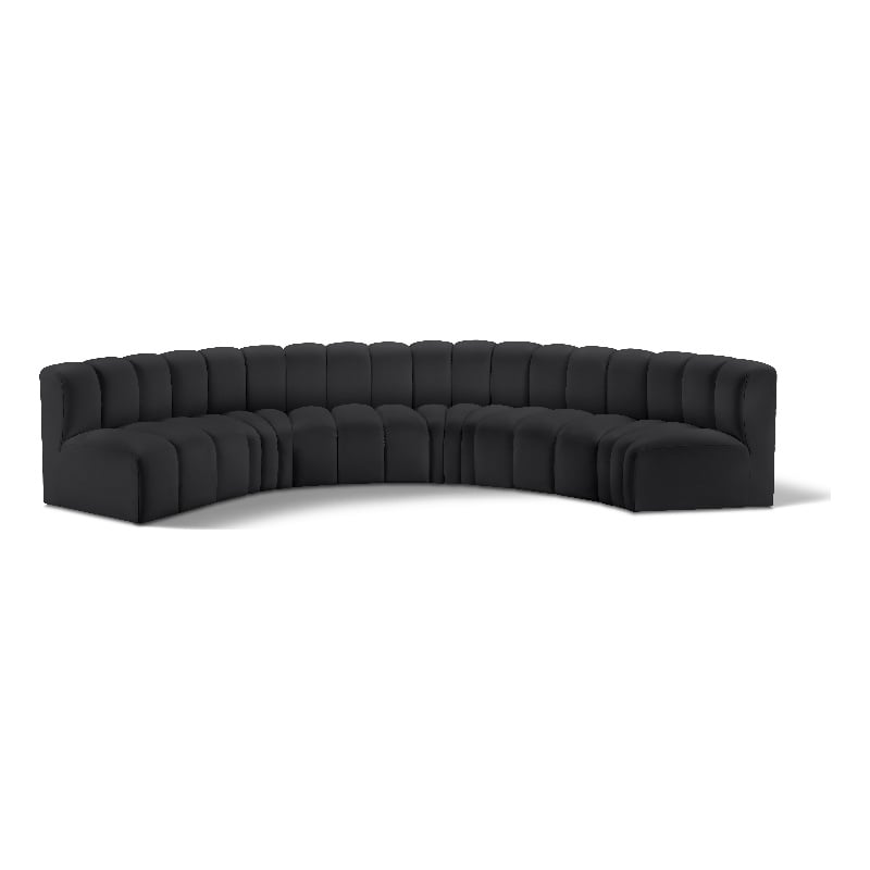 Meridian Furniture Arc Black Vegan Leather Modular Sectional